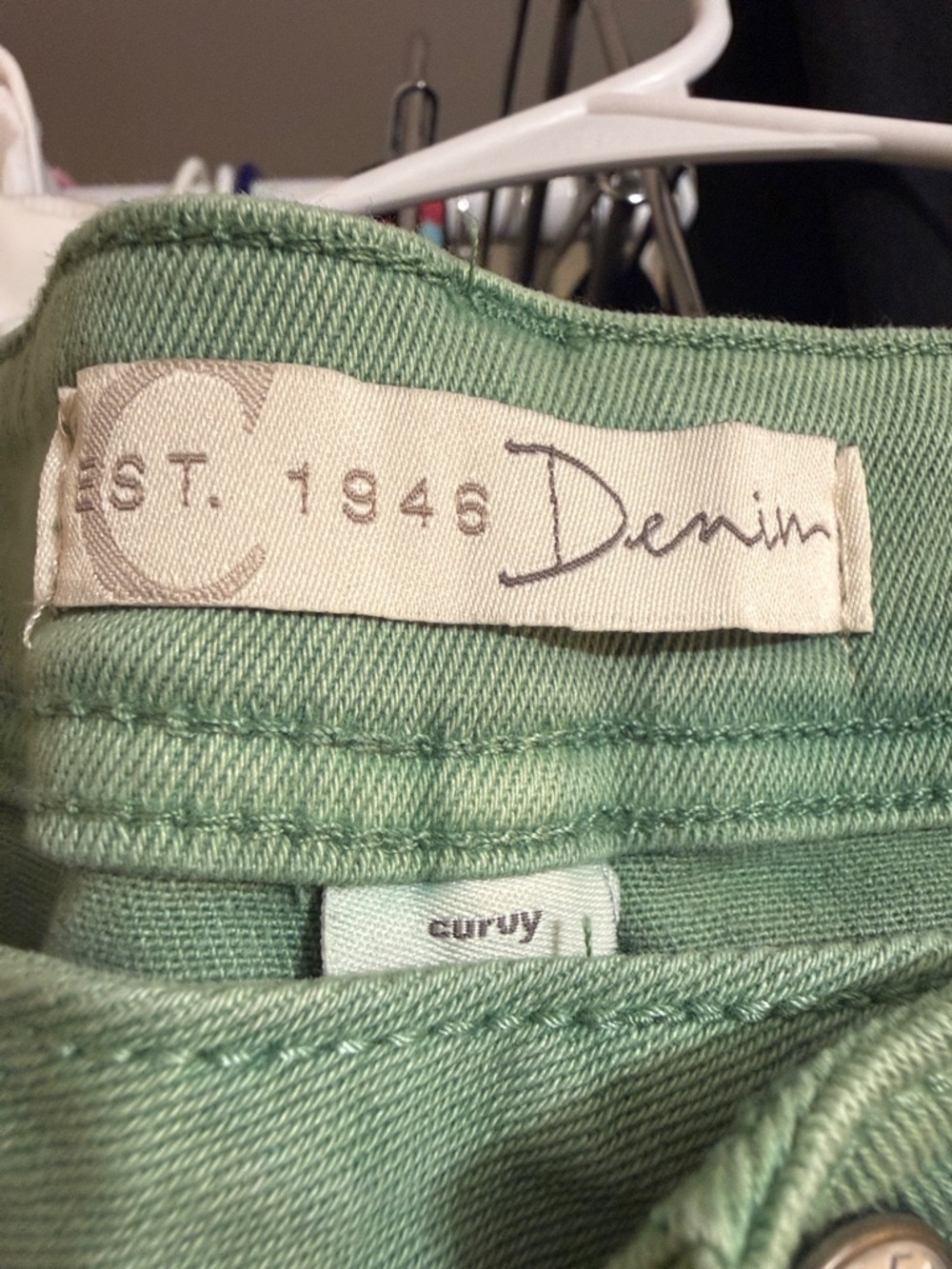 Green Ruffle Hem Wide Leg Jeans - Picture 4 of 5